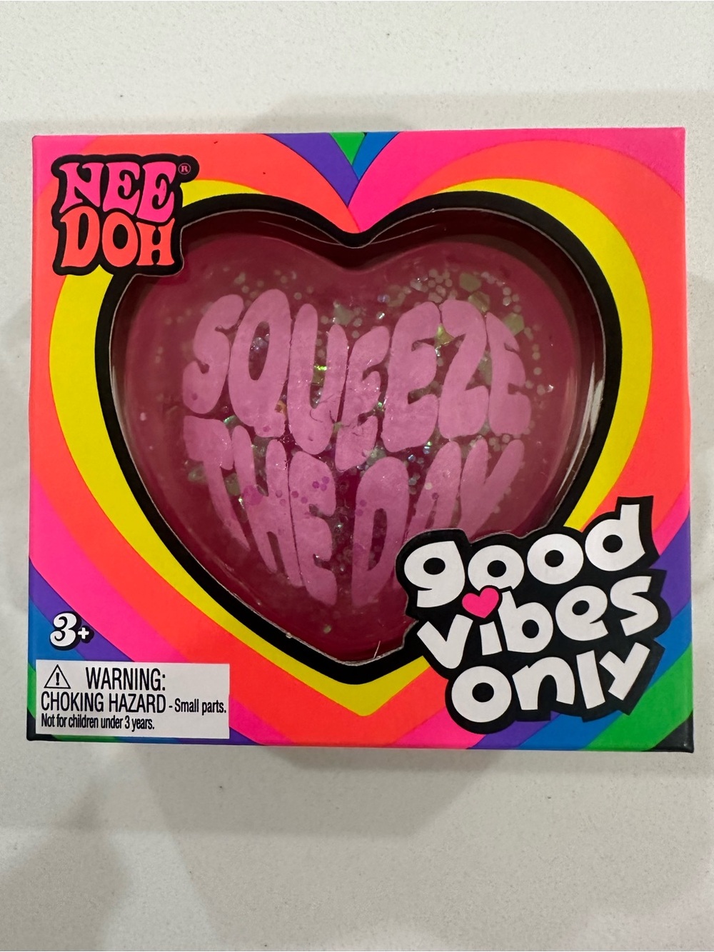 NeeDoh Good Vibes Only Heart Squishy Sensory Toy - PINK  *Last one*